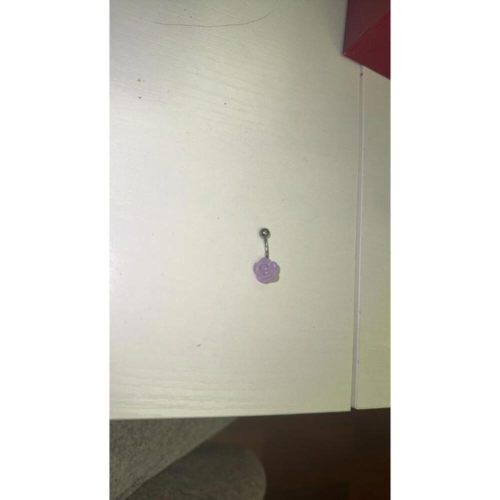 Purple Flower Belly Button Ring